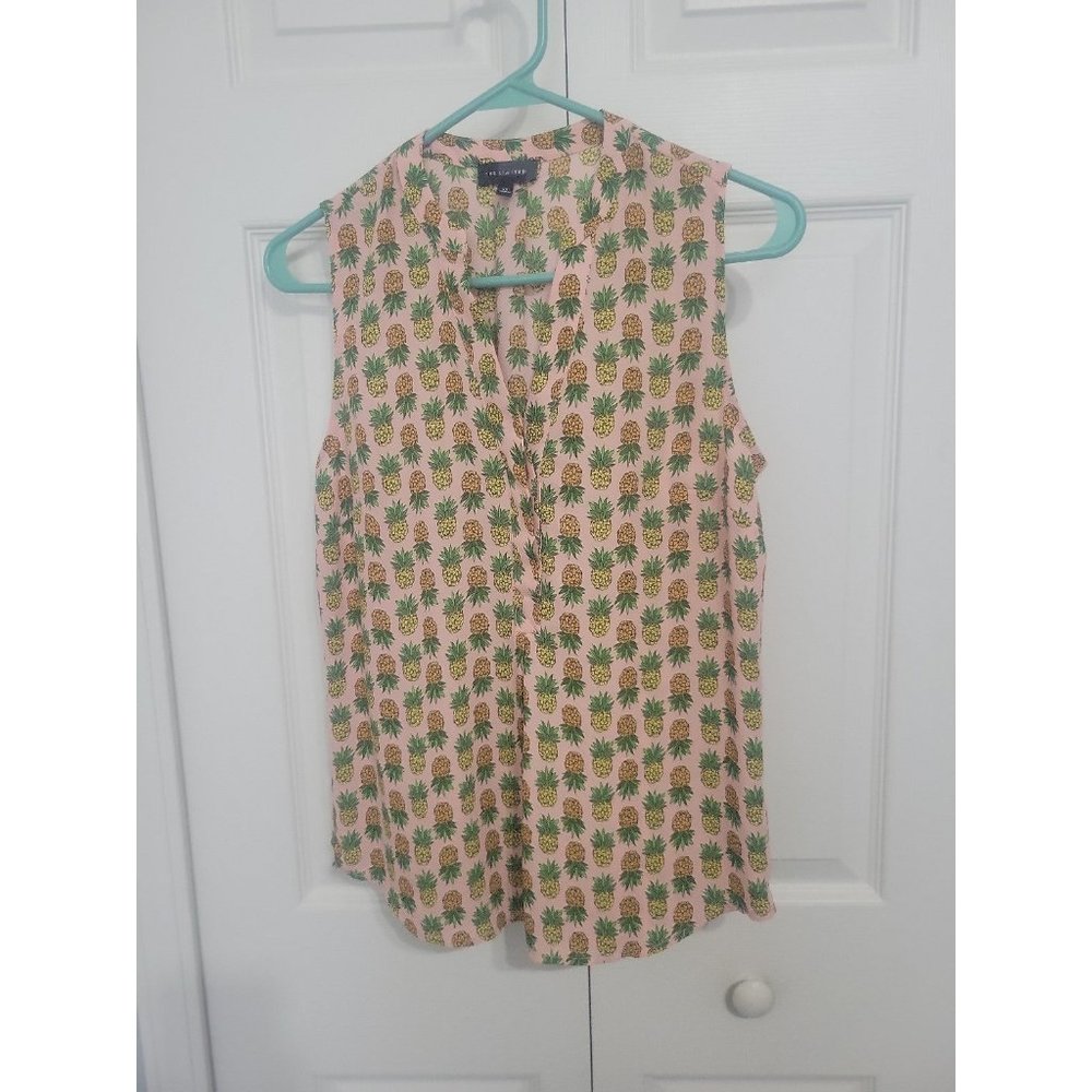 The Limited Pineapple Print Sleveless Blouse